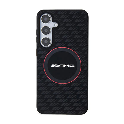 AMG Silikoninis dėklas su anglies raštu ir MagSafe, skirtas Samsung Galaxy S24 (juodas)
