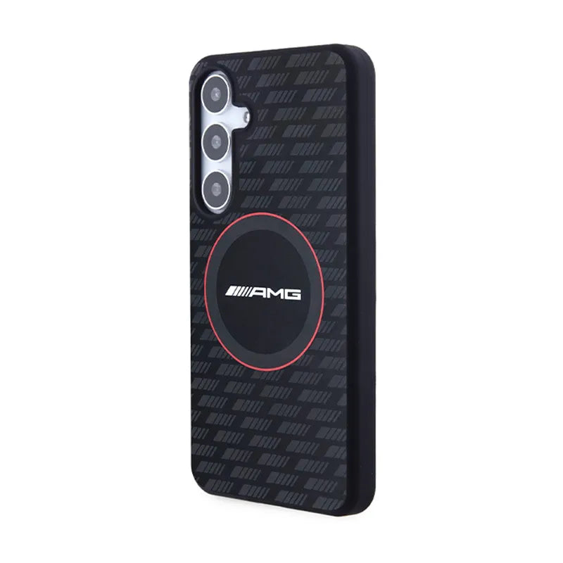 AMG Silikoninis dėklas su anglies raštu ir MagSafe, skirtas Samsung Galaxy S24 (juodas)