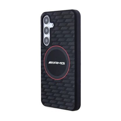 AMG Silikoninis dėklas su anglies raštu ir MagSafe, skirtas Samsung Galaxy S24 (juodas)