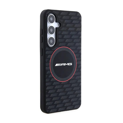 AMG Silikoninis dėklas su anglies raštu ir MagSafe, skirtas Samsung Galaxy S24 (juodas)