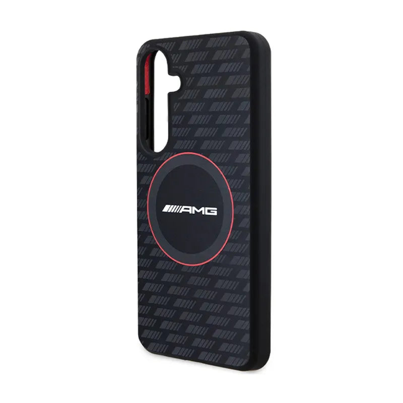 AMG Silikoninis dėklas su anglies raštu ir MagSafe, skirtas Samsung Galaxy S24 (juodas)