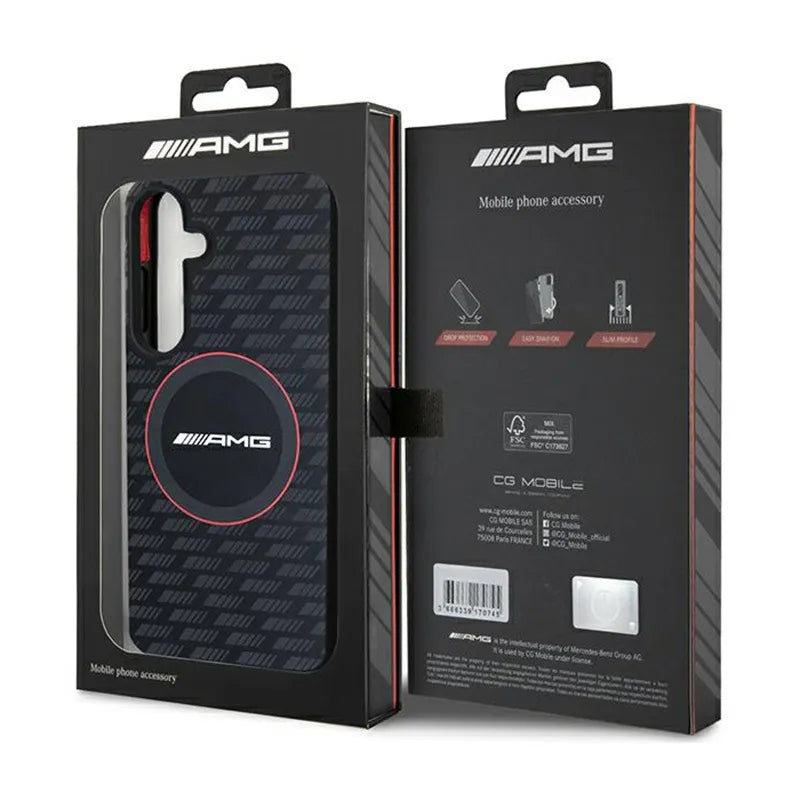 AMG Silikoninis dėklas su anglies raštu ir MagSafe, skirtas Samsung Galaxy S24 (juodas)