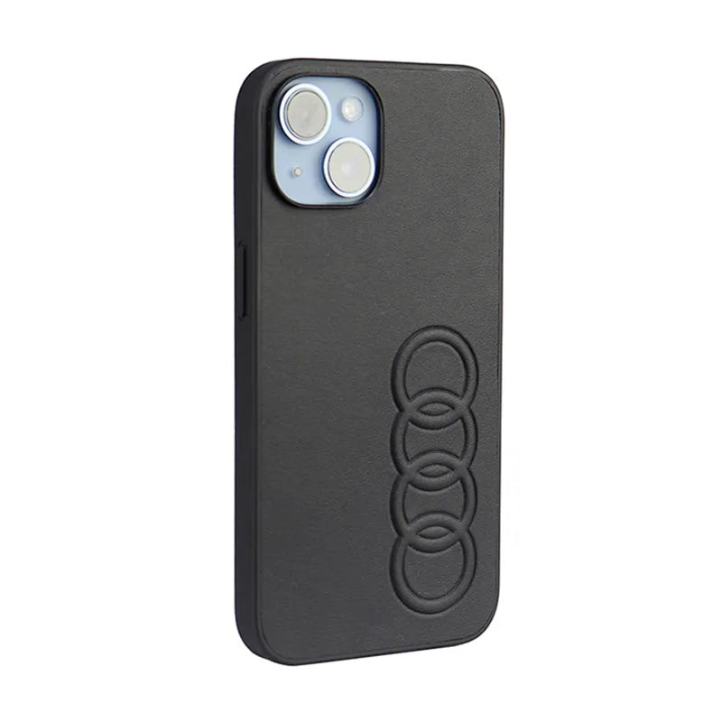 Audi sintetinės odos dėklas „iPhone 14“ (juodas)