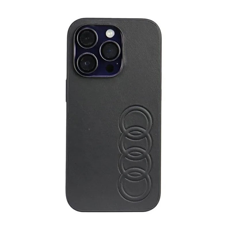 Audi sintetinės odos dėklas – iPhone 14 Pro (Juodas)