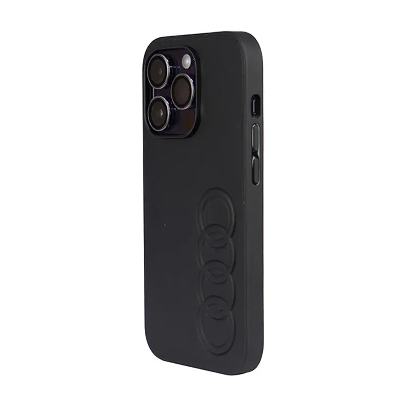 Audi sintetinės odos dėklas – iPhone 14 Pro (Juodas)