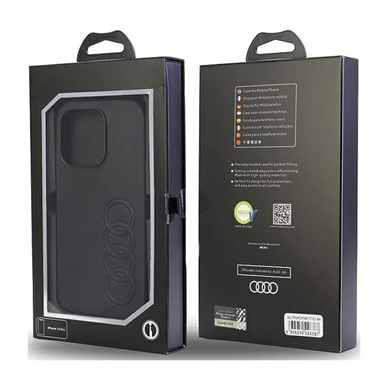 Audi sintetinės odos dėklas – iPhone 14 Pro (Juodas)