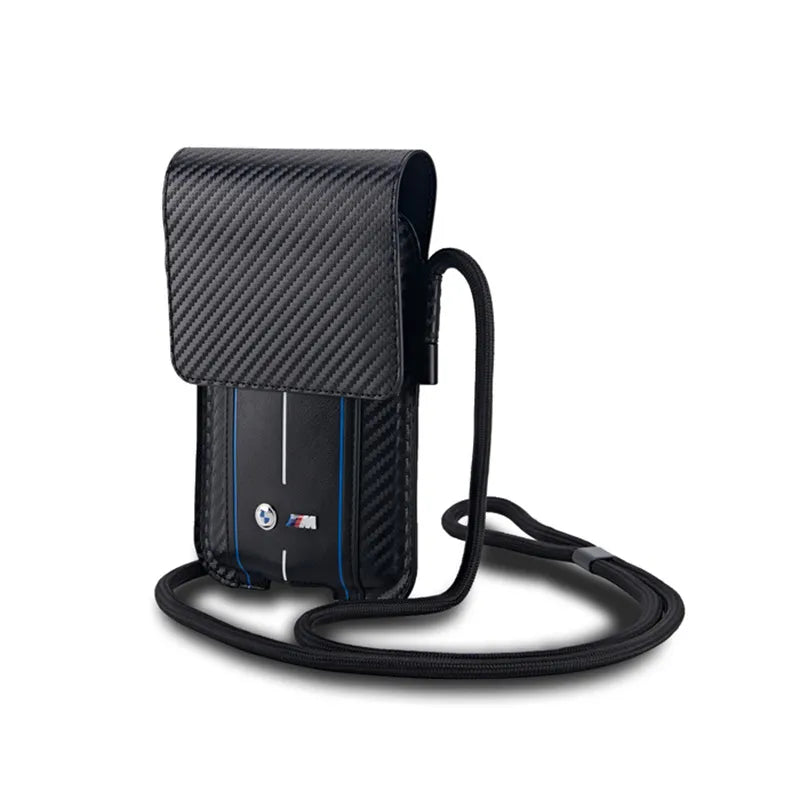 BMW Carbon Blue Stripes Piniginė - Telefono dėklas (juodas)