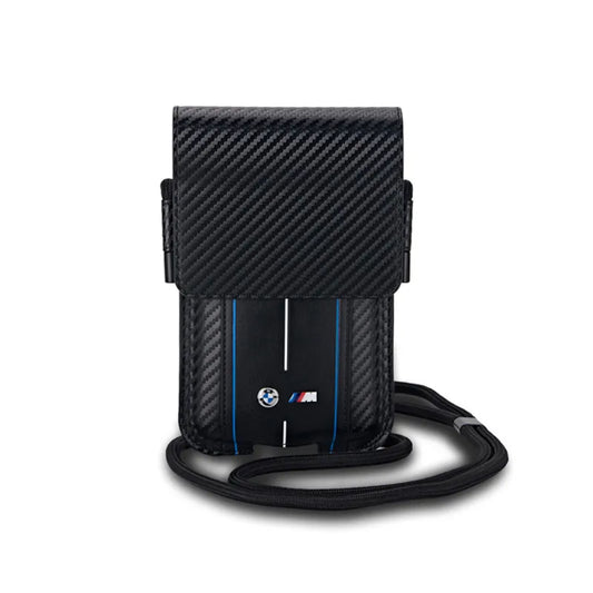 BMW Carbon Blue Stripes Piniginė - Telefono dėklas (juodas)