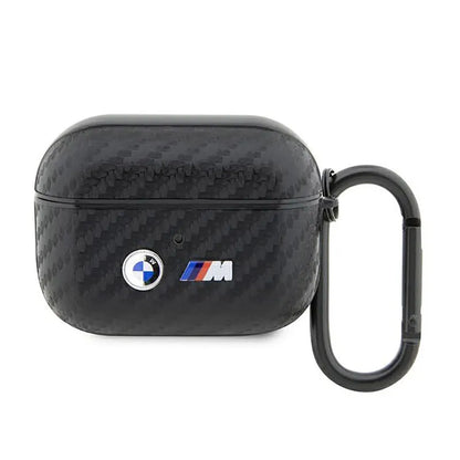 BMW Carbon dvigubas metalinis logotipas - dėklas, skirtas „Apple AirPods Pro“ (juodas)