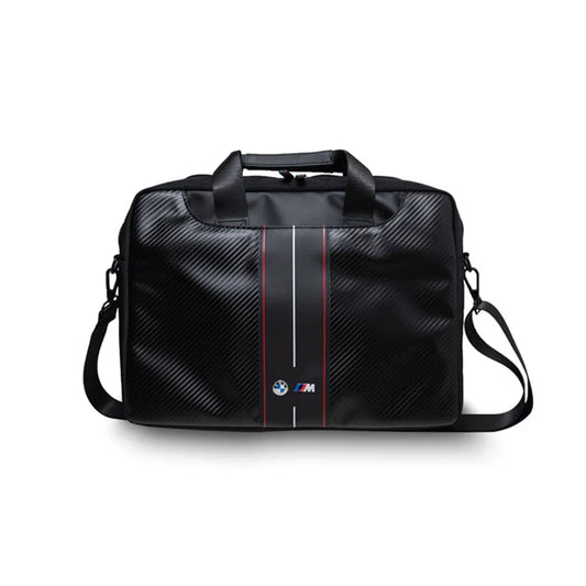 BMW Carbon Red Stripes – 16 colių nešiojamojo kompiuterio dėklas (juodas)