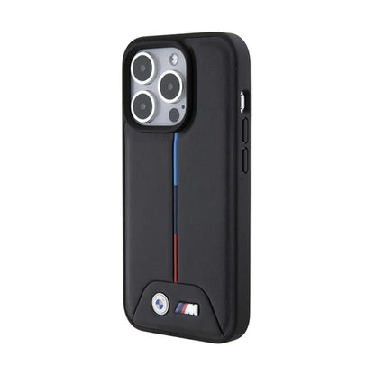 BMW Dygsniuotas Trikolor – dėklas iPhone 15 Pro (juodas)