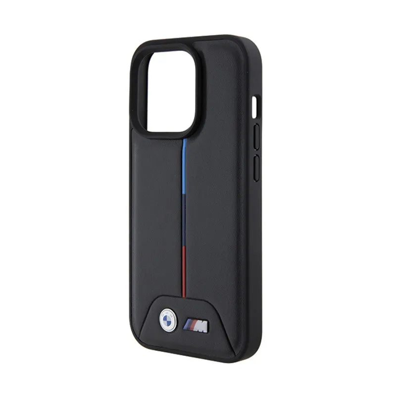 BMW Dygsniuotas Trikolor – dėklas iPhone 15 Pro (juodas)