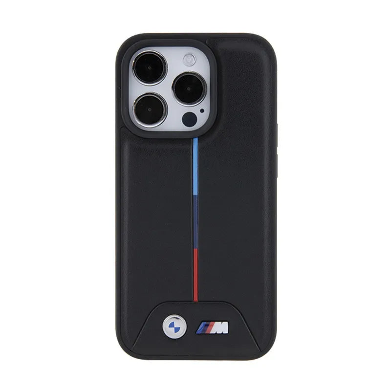 BMW Dygsniuotas Trikolor – dėklas iPhone 15 Pro (juodas)