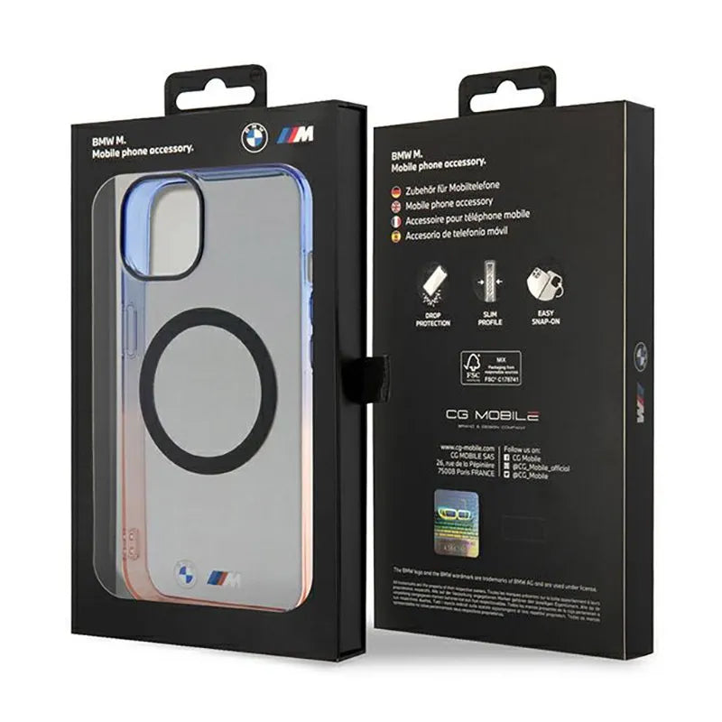 BMW Gradient Bumper MagSafe – dėklas, skirtas iPhone 14 Plus (pilka spalva)