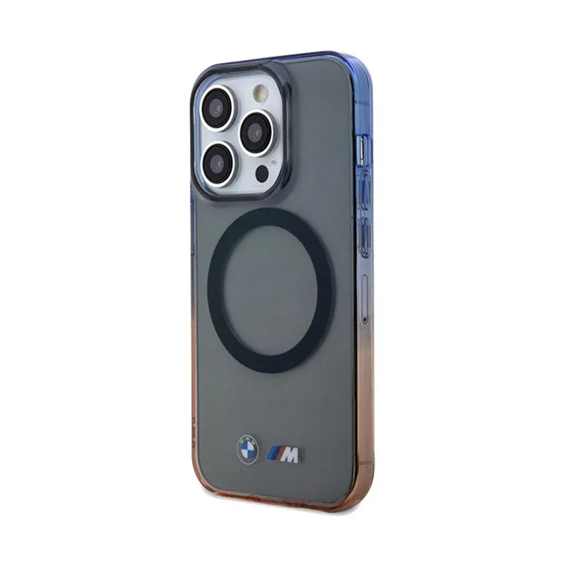 BMW Gradient Bumper MagSafe – dėklas skirtas iPhone 15 Pro Max (pilkas)