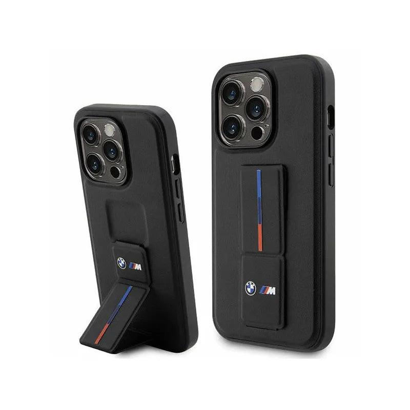 BMW Grip Stand Hot Stamp – dėklas, skirtas „iPhone 14 Pro“ (juodas)