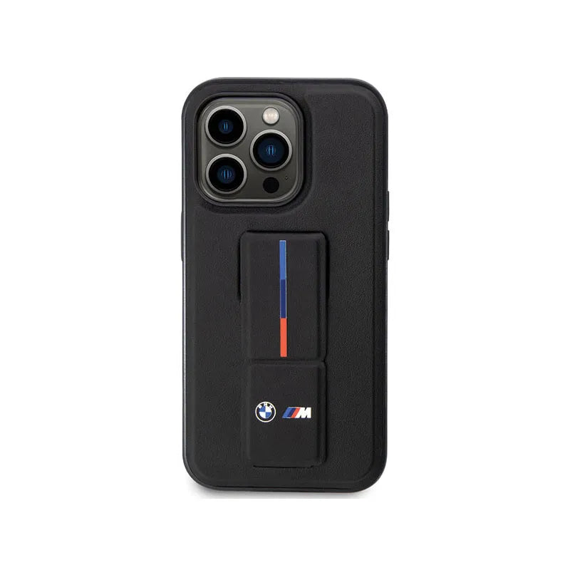 BMW Grip Stand Hot Stamp – dėklas, skirtas „iPhone 14 Pro“ (juodas)