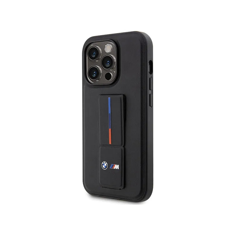 BMW Grip Stand Hot Stamp – dėklas, skirtas „iPhone 14 Pro“ (juodas)