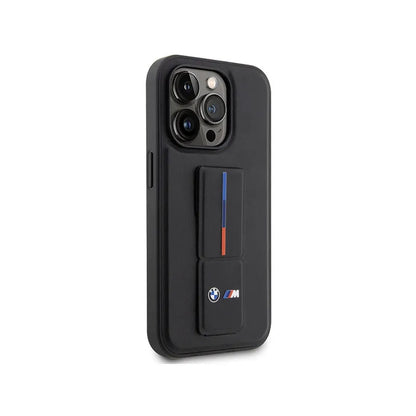 BMW Grip Stand Hot Stamp – dėklas, skirtas „iPhone 14 Pro“ (juodas)