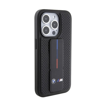 BMW Grip Stand Lygus ir perforuotas – dėklas, skirtas iPhone 15 Pro (juodas)