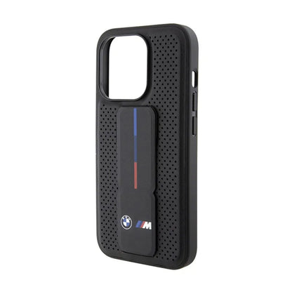 BMW Grip Stand Lygus ir perforuotas – dėklas, skirtas iPhone 15 Pro (juodas)