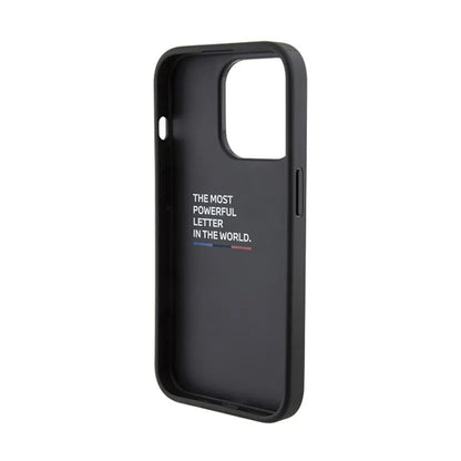 BMW Grip Stand Lygus ir perforuotas – dėklas, skirtas iPhone 15 Pro (juodas)