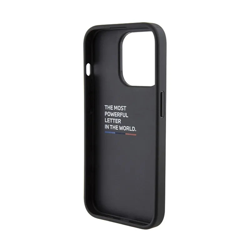 BMW Grip Stand Smooth & Carbon – dėklas iPhone 15 Pro (juodas)