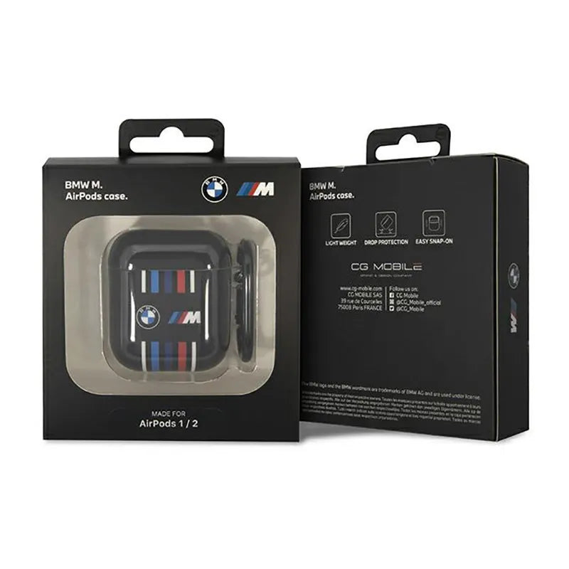 BMW įvairiaspalvės linijos – „Apple AirPods 1/2 gen“ dėklas (juodas)