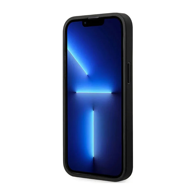 BMW Leather Blue Dots – dėklas, skirtas iPhone 14 Pro Max (juodas)
