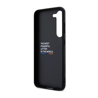 BMW Leather Carbon Blue Line – Dėklas, skirtas Samsung Galaxy S23+ (juodas)