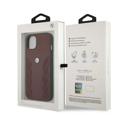 BMW Leather Curve Perforate HC – dėklas, skirtas iPhone 13 mini (raudonas)