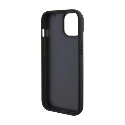 BMW Leather Hot Stamp – dėklas skirtas iPhone 15 (juodos spalvos)