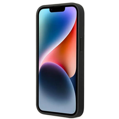 BMW Leather Hot Stamp Tricolor – dėklas skirtas iPhone 14 Plus (Juoda)