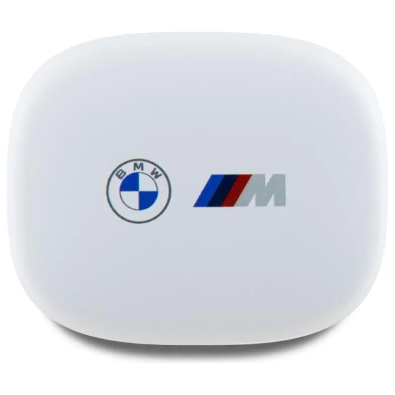 BMW logotipais dekoruotos – „Bluetooth TWS“ ausinės su ENC ir įkrovimo dėklu (balta)