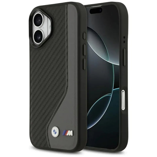 BMW M anglies pluošto logotipas MagSafe – dėklas iPhone 17 (antracitas)
