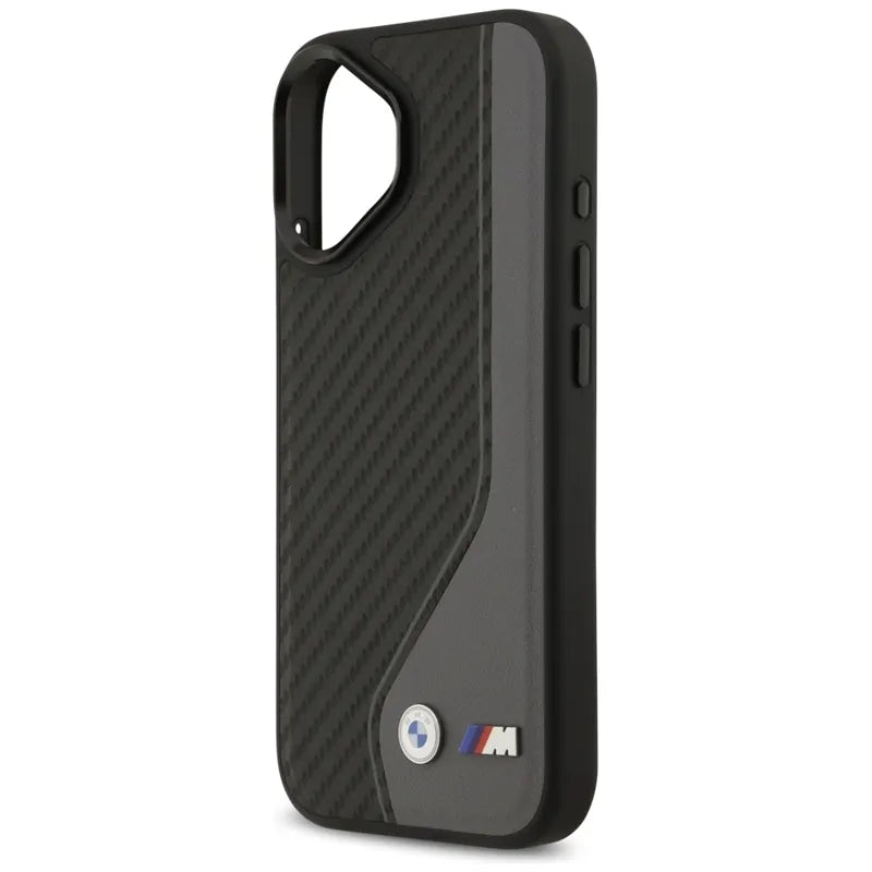 BMW M anglies pluošto logotipas MagSafe – dėklas iPhone 17 (antracitas)