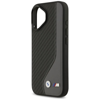 BMW M anglies pluošto logotipas MagSafe – dėklas iPhone 17 (antracitas)
