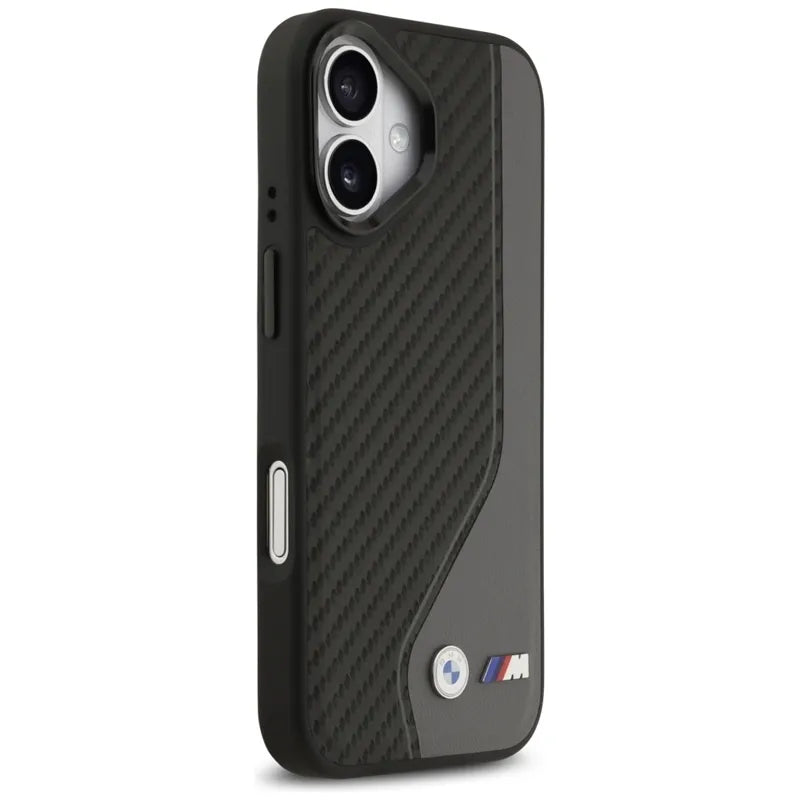 BMW M anglies pluošto logotipas MagSafe – dėklas iPhone 17 (antracitas)