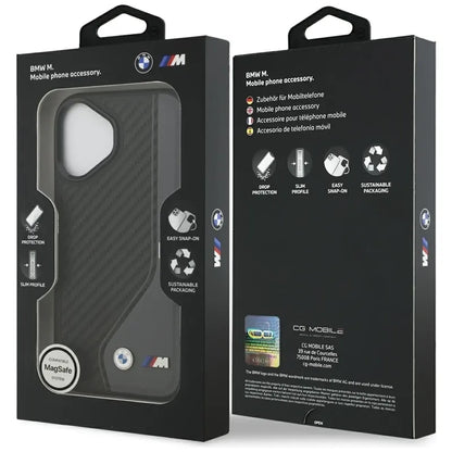 BMW M anglies pluošto logotipas MagSafe – dėklas iPhone 17 (antracitas)