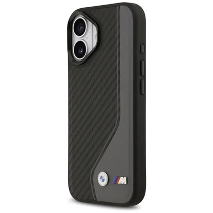 BMW M anglies pluošto logotipas MagSafe – dėklas iPhone 17 (antracitas)