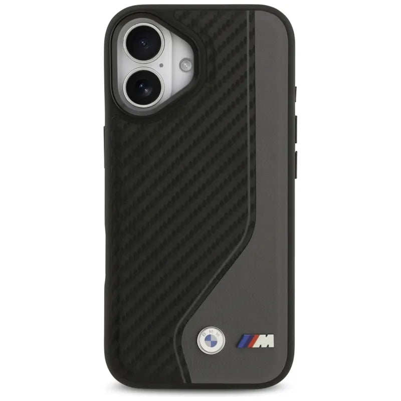 BMW M anglies pluošto logotipas MagSafe – dėklas iPhone 17 (antracitas)