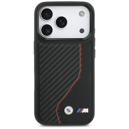 BMW M Carbon Line ir logotips MagSafe - dėklas iPhone 17 Pro (raudonas)
