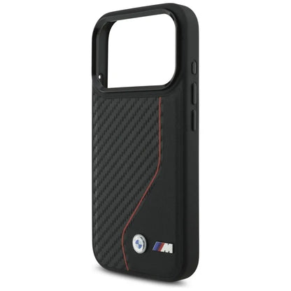 BMW M Carbon Line ir logotips MagSafe - dėklas iPhone 17 Pro (raudonas)