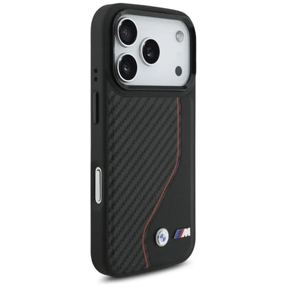 BMW M Carbon Line ir logotips MagSafe - dėklas iPhone 17 Pro (raudonas)
