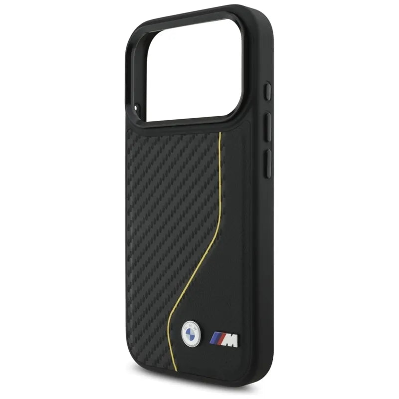 BMW M Carbon Line & Logo MagSafe dėklas iPhone 17 Pro (geltonas)