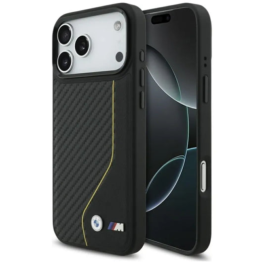 BMW M Carbon Line & Logo MagSafe dėklas iPhone 17 Pro Max (geltonas)