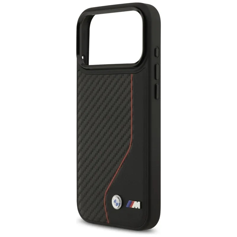 BMW M Carbon Line & Logo MagSafe - dėklas iPhone 17 Pro Max (raudonas)