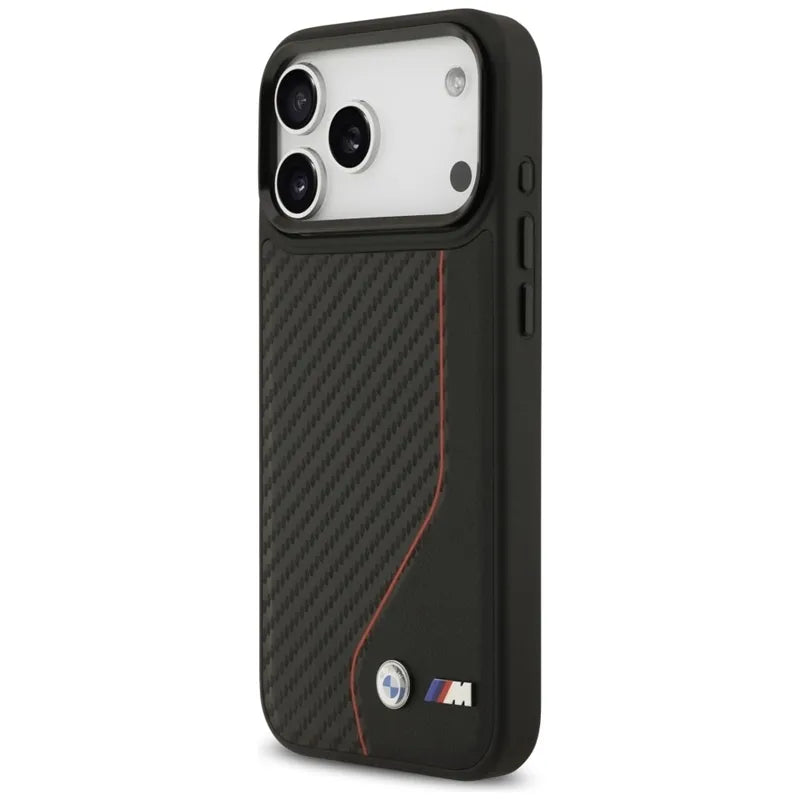 BMW M Carbon Line & Logo MagSafe - dėklas iPhone 17 Pro Max (raudonas)