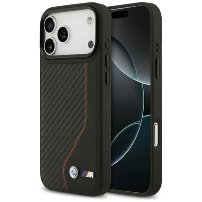BMW M Carbon Line & Logo MagSafe - dėklas iPhone 17 Pro Max (raudonas)