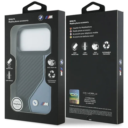 BMW M Carbon Logo MagSafe dėklas iPhone 17 Pro (mėlyna)